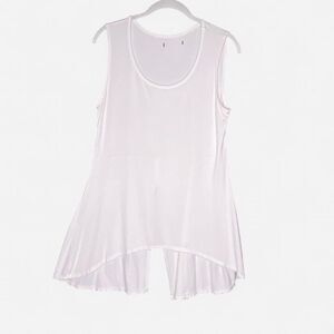 White Goddess Trapeze Tank with Winged Hem